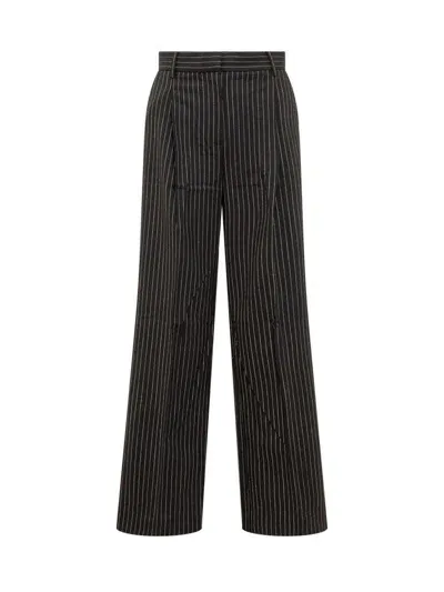 Michael Kors Wool Blend Trousers In Navy Blue