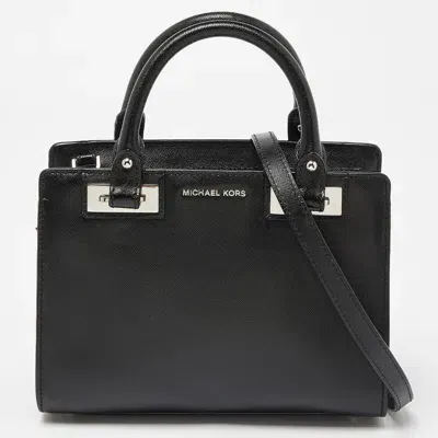 Pre-owned Michael Michael Kors Black Leather Quinn Tote