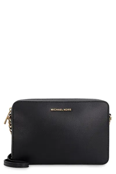 Michael Michael Kors Jet Set Leather Crossbody Bag In Black