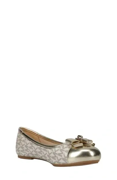 Michael Michael Kors Kids' Kenya Lock Metallic Ballet Flat In Pale Gold