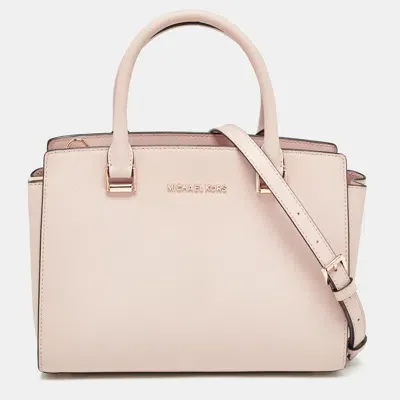 Pre-owned Michael Michael Kors Light Pink Saffiano Leather Medium Selma Tote