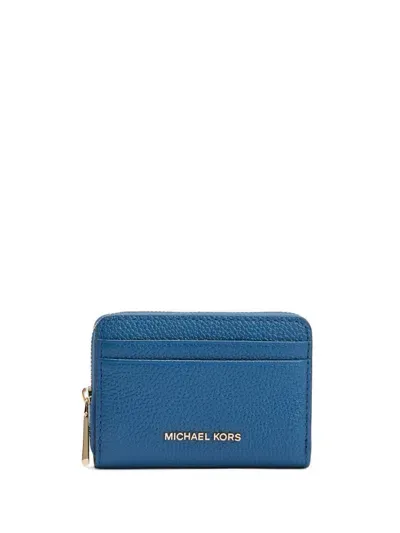 Michael Michael Kors Logo-plaque Wallet In Blue