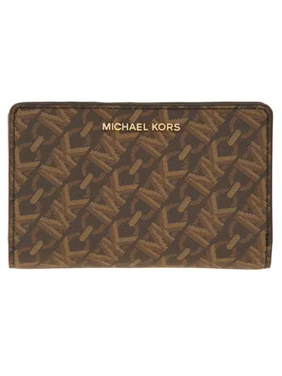 Michael Michael Kors Medium Empire Signature Logo Wallet In Brown