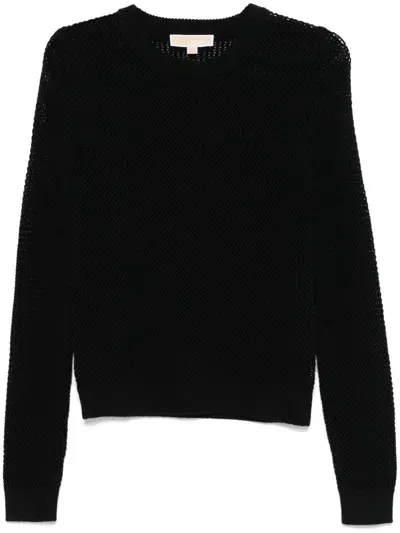 Michael Michael Kors Open-knit Sweater In Black