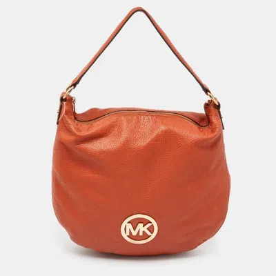 Pre-owned Michael Michael Kors Orange Leather Hobo