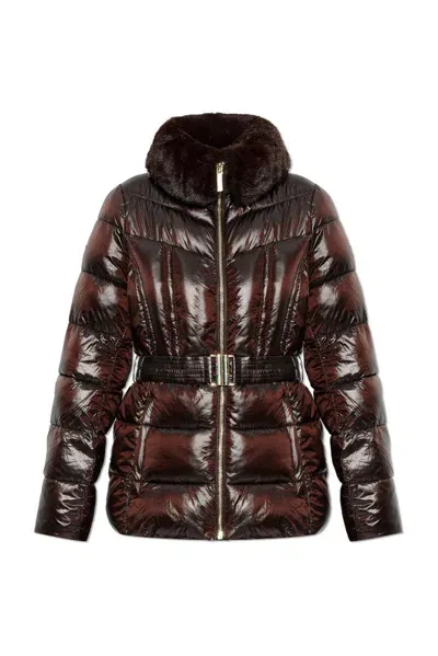 Michael Michael Kors Packable Faux Fur Trim Puffer Jacket In Brown