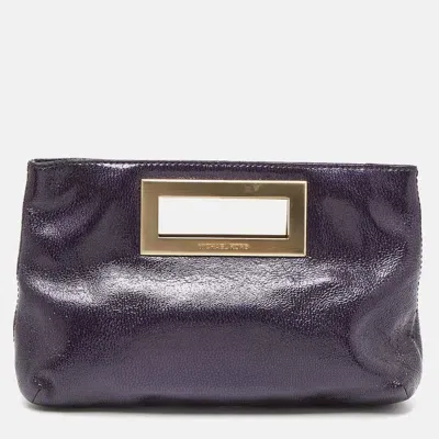 Pre-owned Michael Michael Kors Purple Patent Leather Berkley Clutch