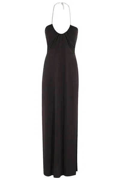 Michael Michael Kors Ruched Halterneck Maxi Dress In Black