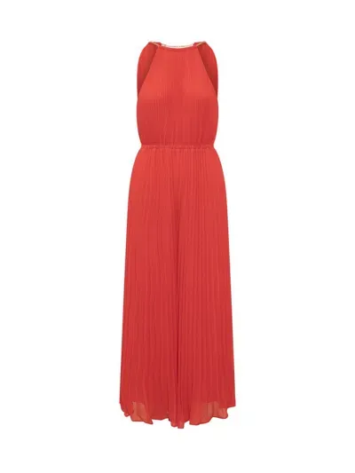 Michael Michael Kors Sleeveless Pleated Maxi Dress In Red