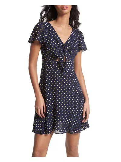 Michael Michael Kors Womens Polka Dot Recycled Polyester Mini Dress In Blue