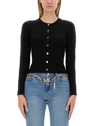 Michael Michael Kors Wool Cardigan In Black