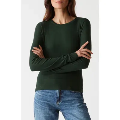 Michael Stars Finn Rib Crewneck Top In Dark Matcha