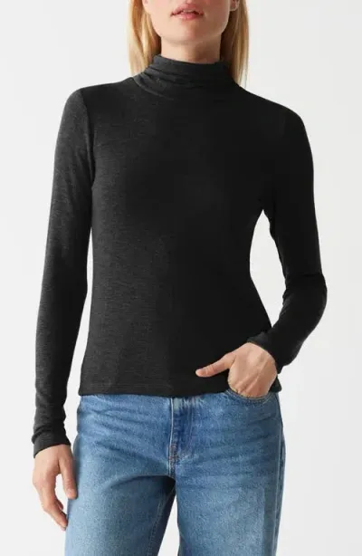 Michael Stars Hadley Long Sleeve Knit Turtleneck Top In Black