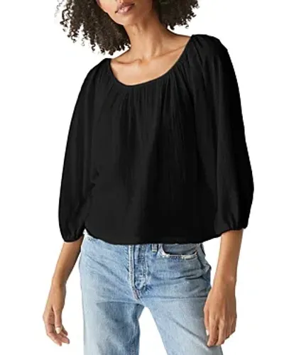 Michael Stars Ingrid Balloon Sleeve Top In Black