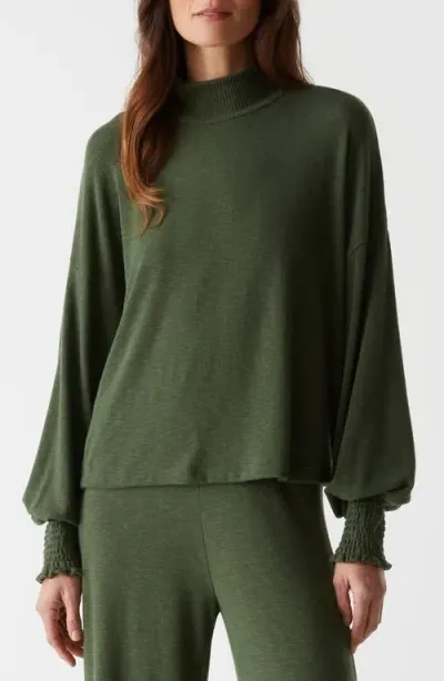 Michael Stars Lila Mock Neck Knit Top In Dark Matcha