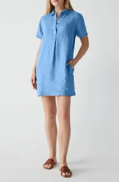 Michael Stars Ola Utility Mini Linen Shirtdress In Water