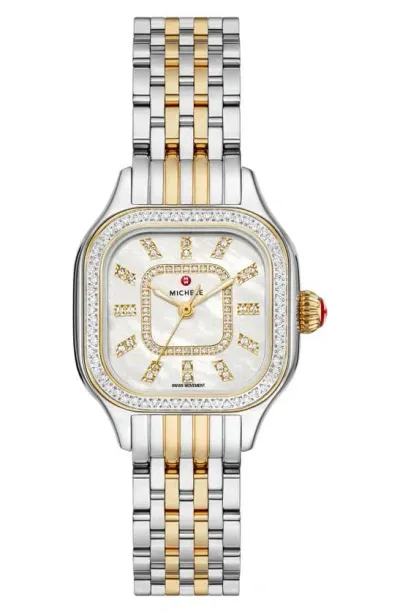 Michele Meggie Diamond Watch, 29mm In White/two Tone