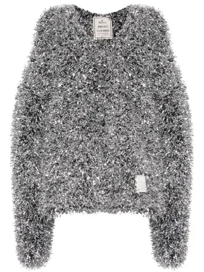 Miharayasuhiro Tinsel Cardigans In Silver