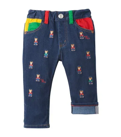 Miki House Kids' Cotton Embroidered Jeans In Navy