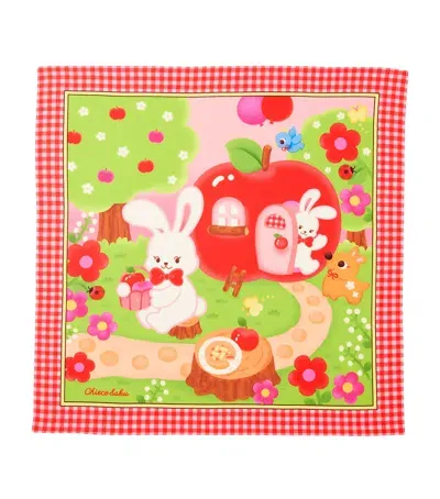 Miki House Kids' Cotton Printed Bandana In Red