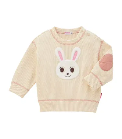 Miki House Kids' Waffle Bunny Sweatshirt In White