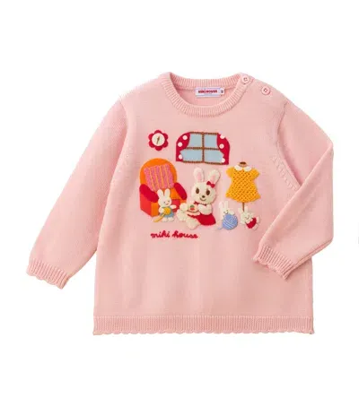 Miki House Kids' Wool Story Sweater In Pink