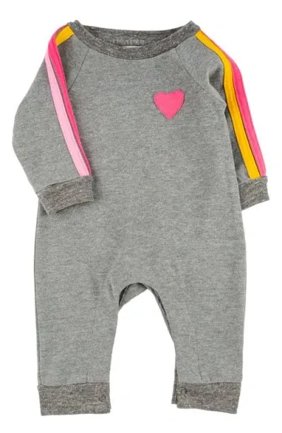 Miki Miette Babies'  Henry Stripe Sleeve Appliqué Romper In Rainbow Brite