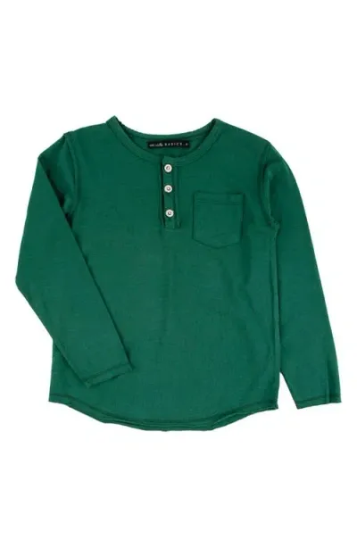 Miki Miette Kids' Buzz Long Sleeve Pocket Henley In Rainforest