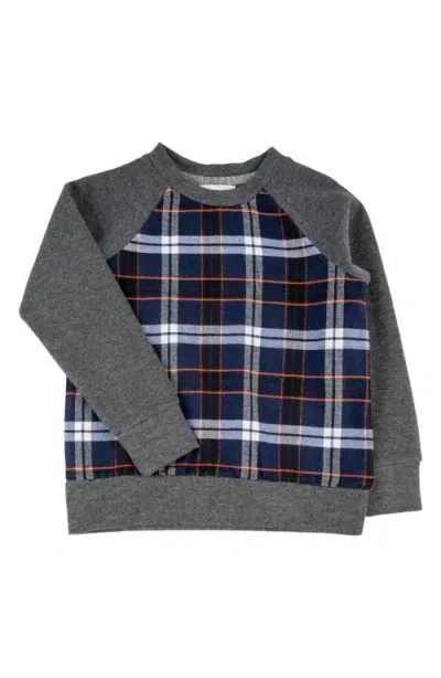 Miki Miette Kids' Plaid Crewneck Sweatshirt In Yosemite