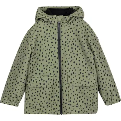 Miles The Label Kids' Lichen Dalmatian 3-in-1 Water Repellent Hooded Coat In Green Dusty