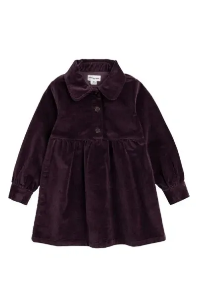 Miles The Label Kids' Long Sleeve Stretch Cotton Corduroy Shirtdress In Dark Purple