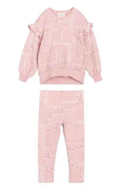 Miles The Label Babies'  Paisley Print Sweatshirt & Leggings Set In Pink Light