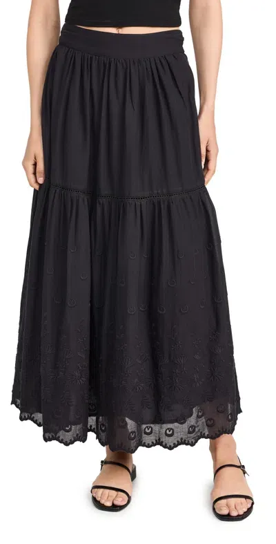 Mille Betty Skirt Petal Embroidery Black