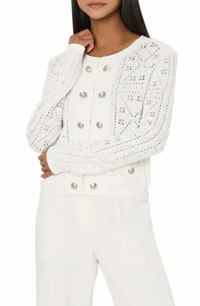 Milly Bubble Pointelle Stitch Jacket In Ecru