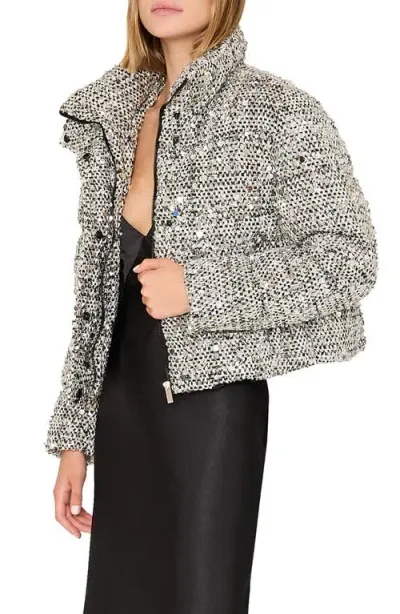 Milly Hayes Sequin Puffer Jacket In Black