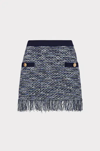 Milly Kali Textured Knit Mini Skirt In Navy