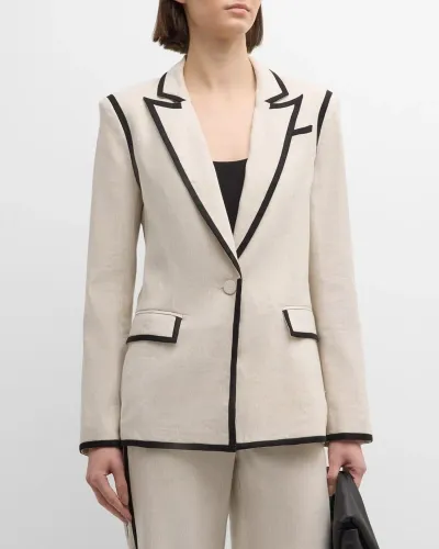 Milly Peak-lapel Single-button Blazer In Natural