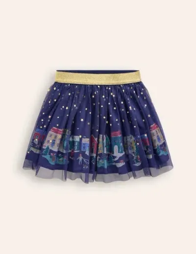 Mini Boden Kids' Fun Tulle Skirt College Navy Stars Girls Boden