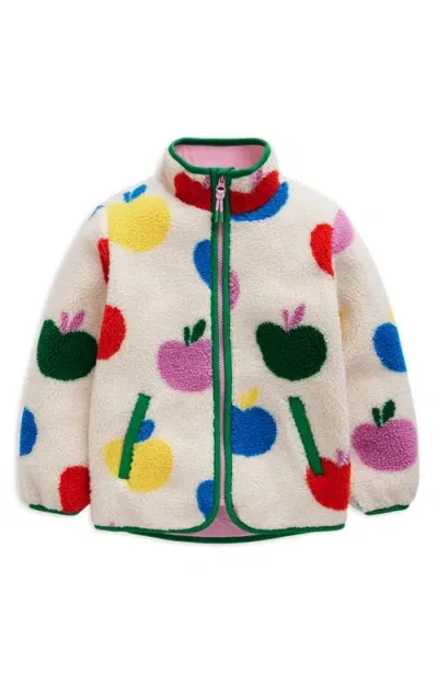 Mini Boden Kids' High Pile Fleece Jacket In Ivory Embroidery