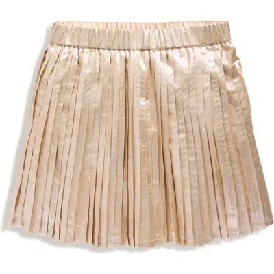 Mini Boden Kids' Metallic Pleated Miniskirt In Gold Metallic