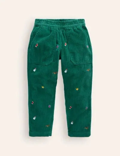 Mini Boden Kids' Pull-on Cord Pants Festive Embroidery Boys Boden