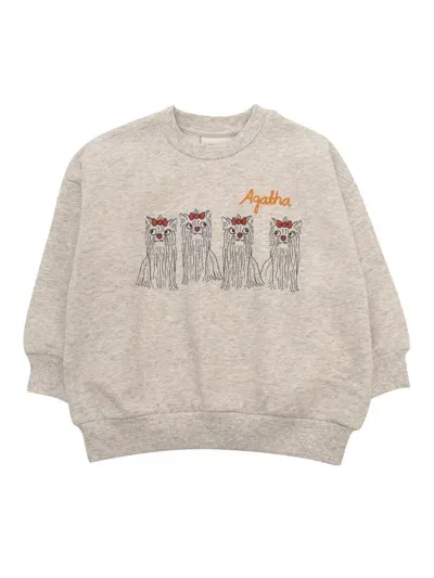 Mini Rodini Agatha Dogs Sp Sweatshirt In Gray