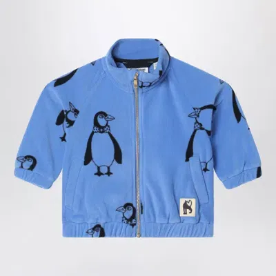 Mini Rodini Kids' Blue Zip Sweatshirt With Penguins