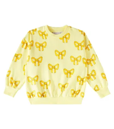 Mini Rodini Kids' Bow Cotton Jersey Sweatshirt In Yellow