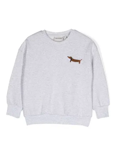 Mini Rodini Kids' Dog-embroidered Sweatshirt In Grey