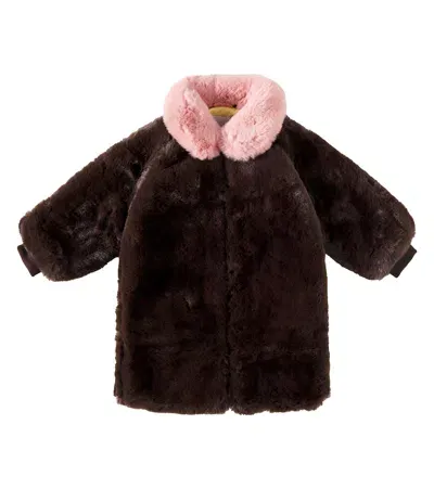 Mini Rodini Kids' Faux Fur Coat In Brown