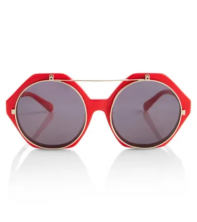 Mini Rodini Kids' Flip-up Round Sunglasses In Red