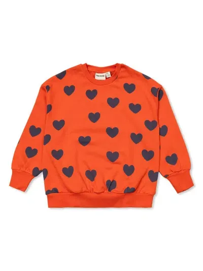 Mini Rodini Babies' Heart Print Cotton Jumper In Red