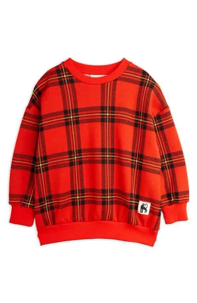 Mini Rodini Kids' Check Organic Cotton Sweatshirt In Red