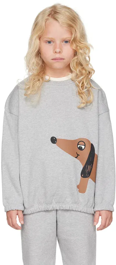 Mini Rodini Kids Gray Dog Sweatshirt In 94 Grey Melange